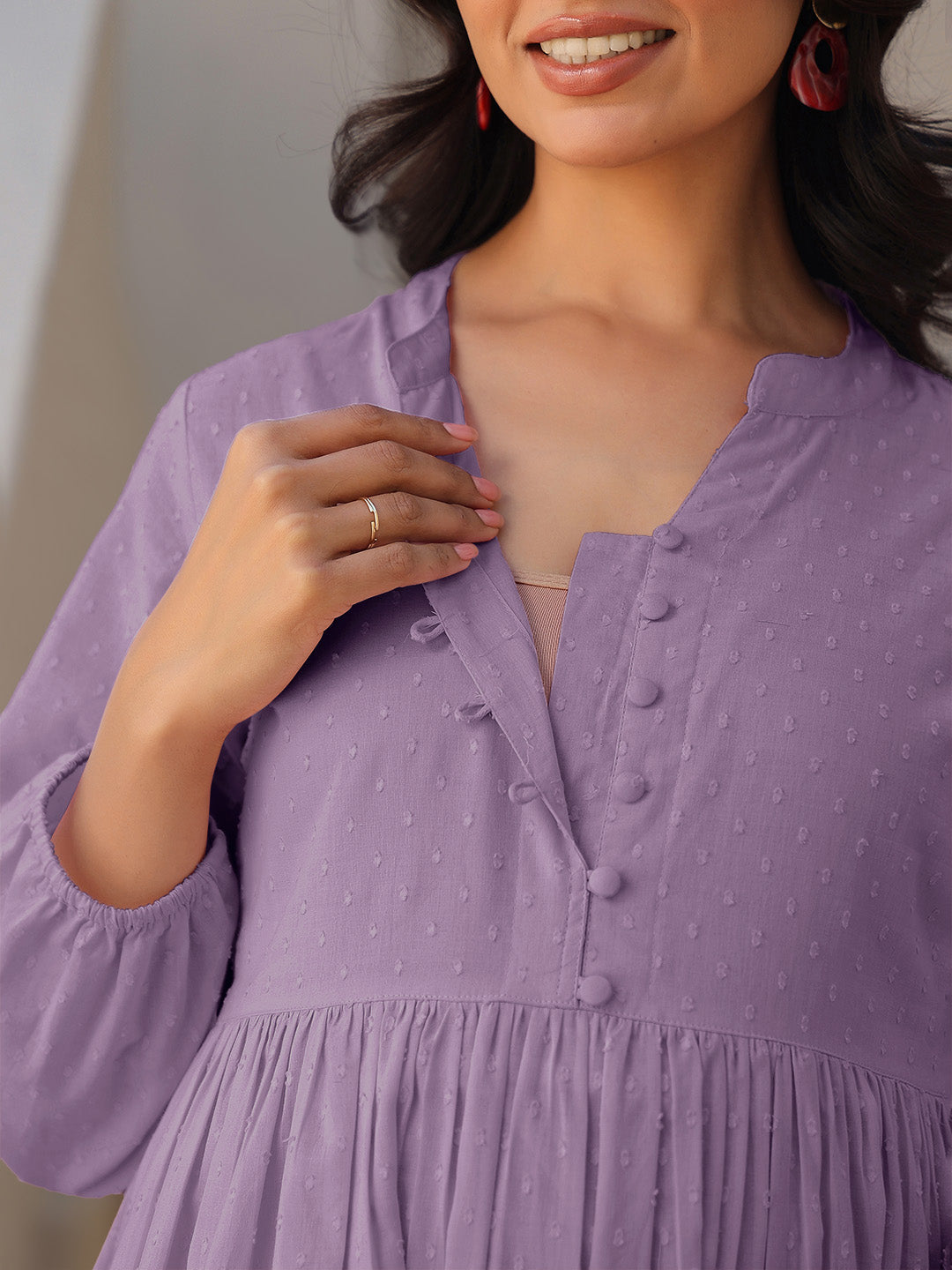 Janasya Light Dobby Cotton Self Design A-Line Kurta Set