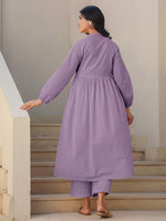 Thumbnail for Janasya Light Dobby Cotton Self Design A-Line Kurta Set
