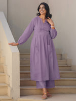 Thumbnail for Janasya Light Dobby Cotton Self Design A-Line Kurta Set