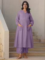 Thumbnail for Janasya Light Dobby Cotton Self Design A-Line Kurta Set