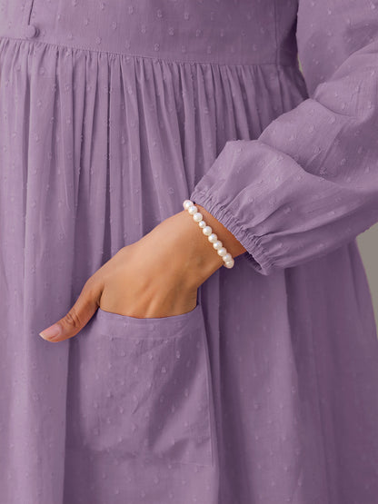 Janasya Light Dobby Cotton Self Design A-Line Kurta Set - Distacart