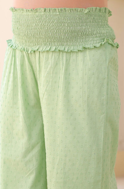 Janasya Light Dobby Cotton Self Design A-Line Kurta Set - Distacart