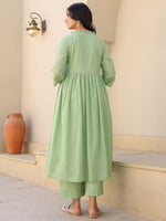 Thumbnail for Janasya Light Dobby Cotton Self Design A-Line Kurta Set