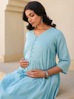 Thumbnail for Janasya Light Dobby Cotton Self Design A-Line Top & Bottom Set