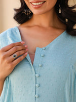 Thumbnail for Janasya Light Dobby Cotton Self Design A-Line Top & Bottom Set