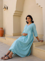 Thumbnail for Janasya Light Dobby Cotton Self Design A-Line Top & Bottom Set