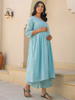 Thumbnail for Janasya Light Dobby Cotton Self Design A-Line Top & Bottom Set