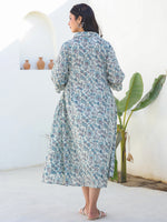Thumbnail for Janasya Dark Cotton Floral A-Line Dress