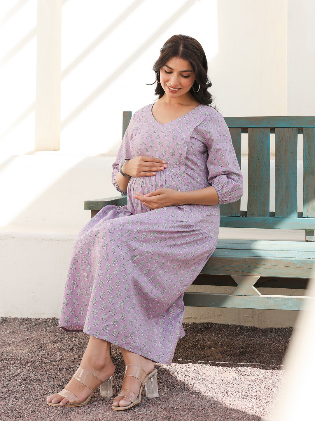Janasya Light Cotton Floral A-Line Dress