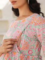 Thumbnail for Janasya Light Cotton Floral A-Line Dress