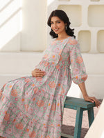 Thumbnail for Janasya Light Cotton Floral A-Line Dress