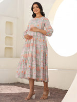 Thumbnail for Janasya Light Cotton Floral A-Line Dress