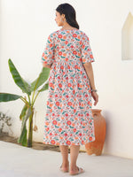 Thumbnail for Janasya Bright Cotton Floral Fit & Flare Dress