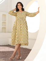 Thumbnail for Janasya Light Cotton Floral A-Line Dress