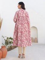 Thumbnail for Janasya Light Cotton Floral Gathered Kurta