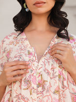 Thumbnail for Janasya Light Cotton Floral A-Line Kurta