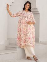 Thumbnail for Janasya Light Cotton Floral A-Line Kurta