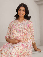 Thumbnail for Janasya Light Cotton Floral A-Line Kurta