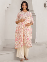 Thumbnail for Janasya Light Cotton Floral A-Line Kurta
