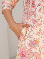 Thumbnail for Janasya Light Cotton Floral A-Line Kurta