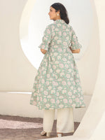 Thumbnail for Janasya Light Cotton Floral A-Line Kurta