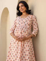 Thumbnail for Janasya Light Cotton Floral A-Line Kurta