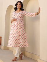 Thumbnail for Janasya Light Cotton Floral A-Line Kurta