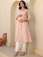 Thumbnail for Janasya Light Cotton Floral A-Line Kurta
