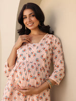 Thumbnail for Janasya Light Cotton Floral A-Line Kurta