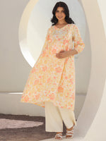 Thumbnail for Janasya Light Cotton Floral A-Line Kurta