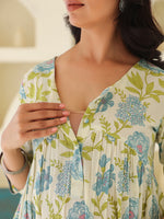 Thumbnail for Janasya Light Cotton Floral A-Line Kurta