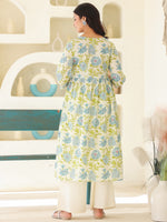 Thumbnail for Janasya Light Cotton Floral A-Line Kurta