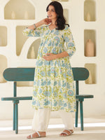 Thumbnail for Janasya Light Cotton Floral A-Line Kurta