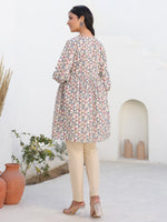 Thumbnail for Janasya Light Cotton Geometric A-Line Tunic