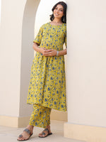Thumbnail for Janasya Bright Cotton Floral A-Line Top & Bottom Set