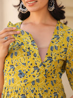 Thumbnail for Janasya Bright Cotton Floral A-Line Top & Bottom Set