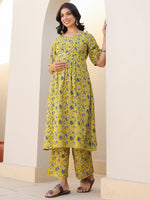 Thumbnail for Janasya Bright Cotton Floral A-Line Top & Bottom Set