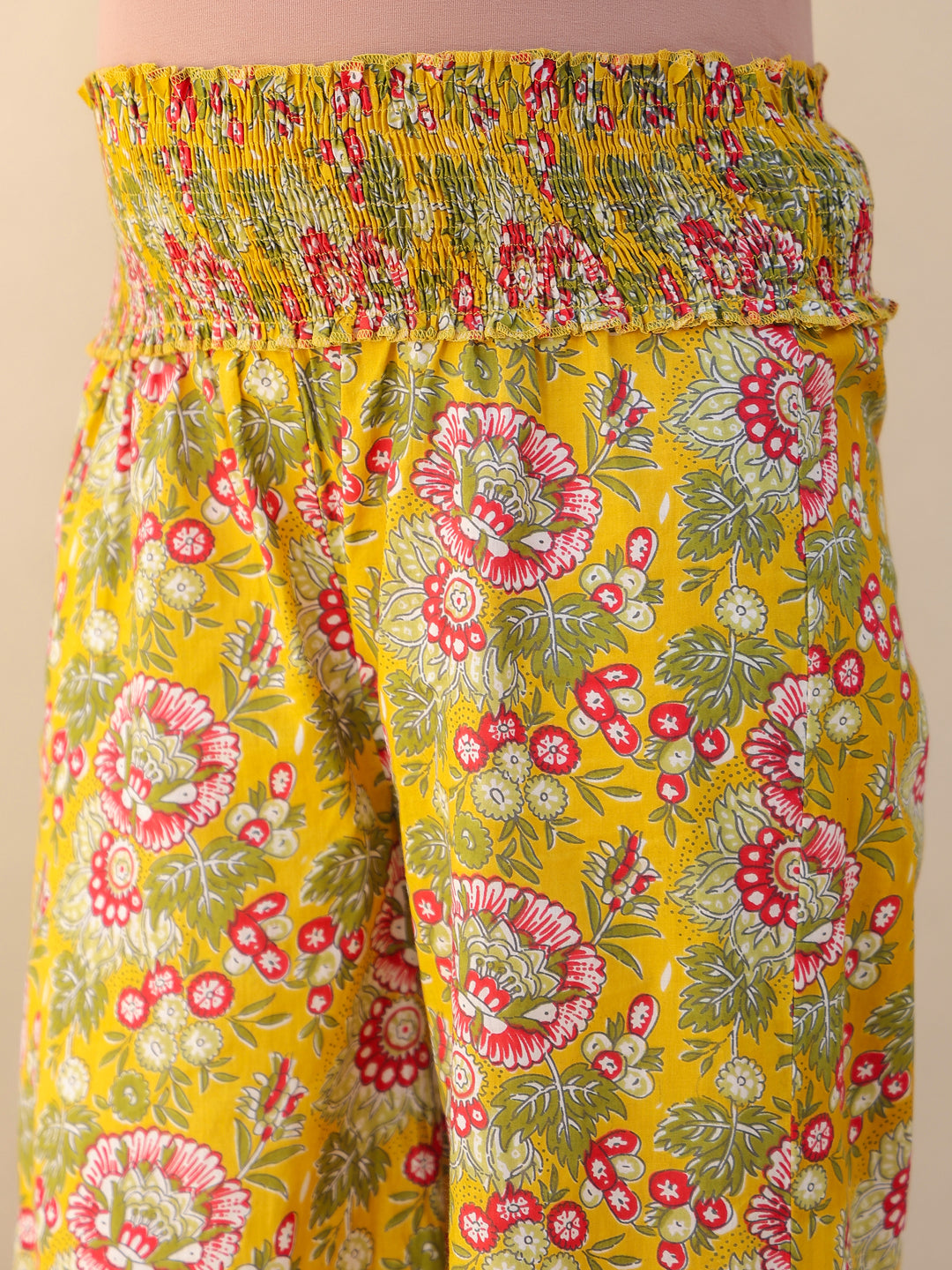 Janasya Bright Cotton Floral A-Line Kurta Set