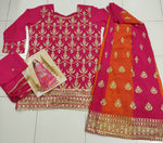 Thumbnail for Aarshi Fashions Pink Heavy Georgette Top, Skirt And Dupatta Indo Western Wedding Collection