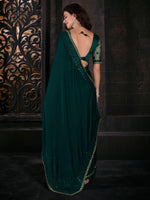 Thumbnail for NOZ2TOZ Women's Pure Chiffon Teal green Embellished Designer Saree With Blouse Piece - Distacart