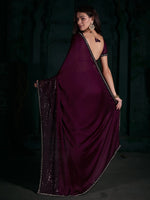Thumbnail for NOZ2TOZ Women's Chiffon Magenta Embellished Designer Saree With Blouse Piece - Distacart