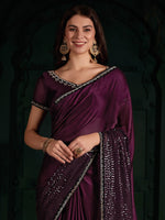 Thumbnail for NOZ2TOZ Women's Chiffon Magenta Embellished Designer Saree With Blouse Piece - Distacart