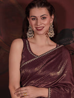 Thumbnail for NOZ2TOZ Women's Viscose Silk Burgundy Embellished Designer Saree With Blouse Piece - Distacart