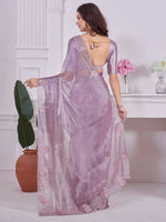 Thumbnail for NOZ2TOZ Women's Organza Mauve Embellished Designer Saree With Blouse Piece - Distacart