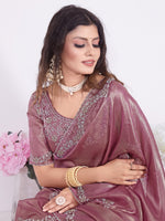 Thumbnail for NOZ2TOZ Women's Organza Burgundy Embellished Designer Saree With Blouse Piece - Distacart