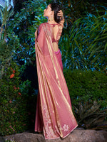 Thumbnail for NOZ2TOZ Women's Pure Chiffon Peach Embellished Designer Saree With Blouse Piece - Distacart