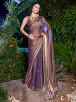 Thumbnail for NOZ2TOZ Women's Pure Chiffon Bronze Embellished Designer Saree With Blouse Piece - Distacart