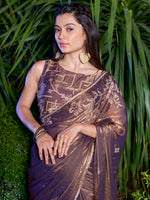 Thumbnail for NOZ2TOZ Women's Pure Chiffon Bronze Embellished Designer Saree With Blouse Piece - Distacart