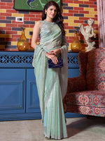Thumbnail for NOZ2TOZ Women's Pure Silk Sea Green Embellished Designer Saree With Blouse Piece - Distacart