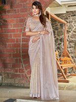 Thumbnail for NOZ2TOZ Women's Pure Silk Beige Embellished Designer Saree With Blouse Piece - Distacart